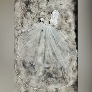 Charming White Floral Hair Veil for Kids